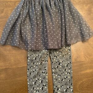 Disney Girl’s 4T Leggings with Tutu Gray Mickey Pattern